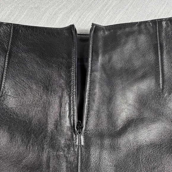 ISABEL Black Genuine Leather Mini Skirt Belted High Waist 26” XS Y2K Butter Soft - Picture 3 of 7